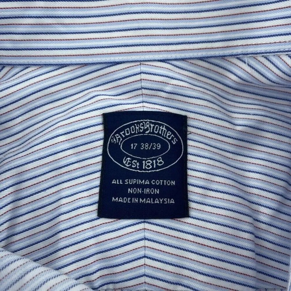 Brooks Brothers Shirt Long Sleeve Button Down Mens 17 Blue 1468 - Picture 3 of 7